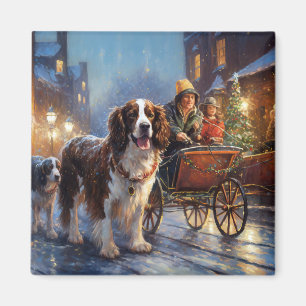 Imã Estação Festiva de Natal Inglês Springer Spaniel