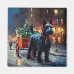 Imã Estação Festiva Terrier Christmas da Escócia
