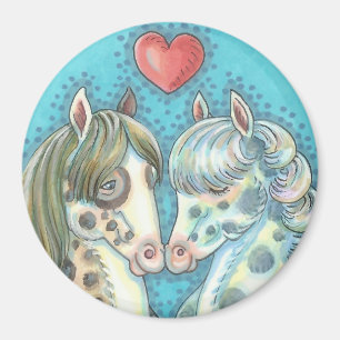 Imã Estaciona Pinto Ponies HORSE MAGNET Round