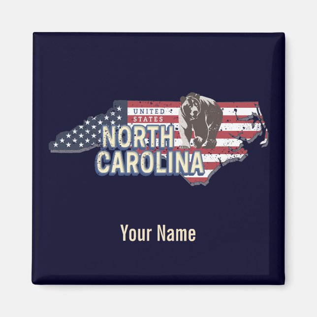 Imã Estado da Carolina do Norte Estados Unidos Mapa US (Frente)