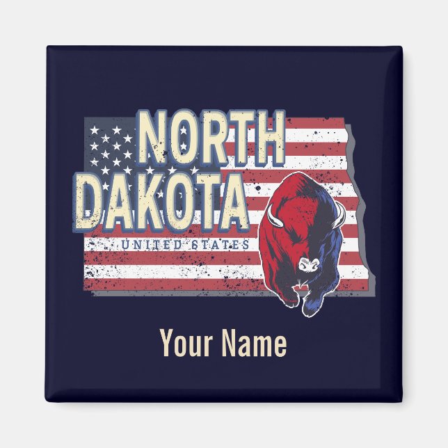 Imã Estado de Dakota do Norte Estados Unidos - Mapa Re (Frente)