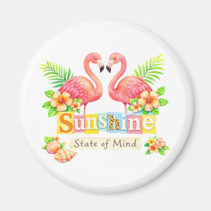 Imã Estado de Espírito Ensolarado Flamingo Flores Trop