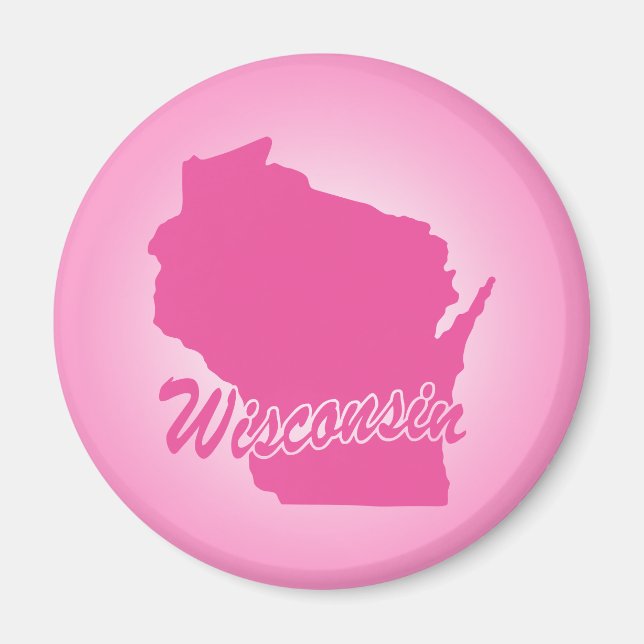 Imã Estado de Wisconsin Rosa Magnet (Frente)