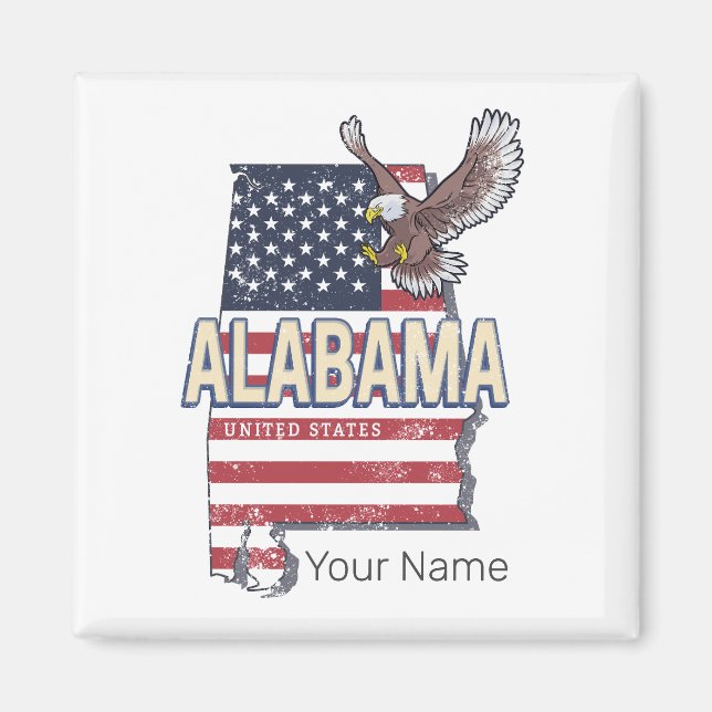 Imã Estado do Alabama Estados Unidos - Retro Map Vinta (Frente)