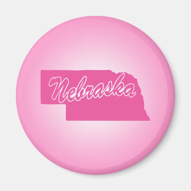 Imã Estado do Nebraska Magnet Rosa (Frente)