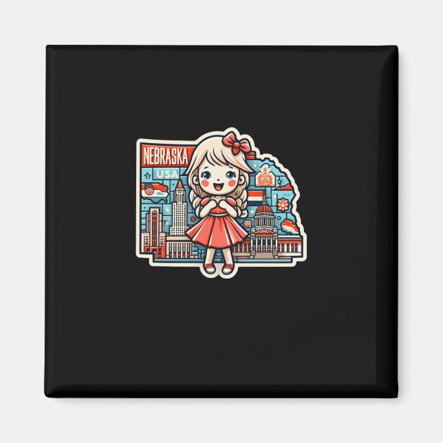 Imã Estado Do Nebraska Na Usa Sticker1 (Frente)