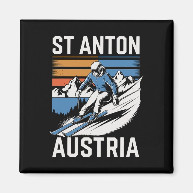 Imã Estância de esqui Retro St Anton Áustria (Frente)