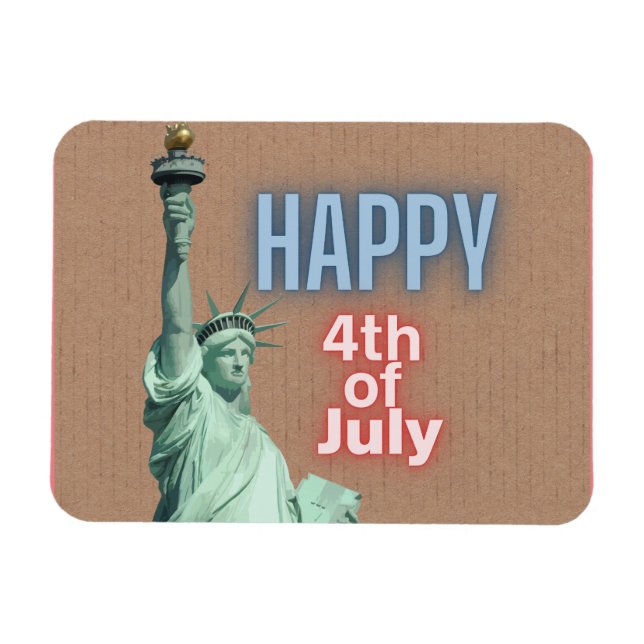 Ímã Estátua da Liberdade de 4 de Julho Neon (Horizontal)