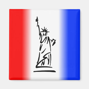 Imã Estátua da Liberdade Faixa Vermelha Branca Azul