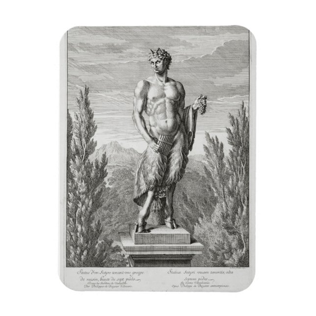Ímã Estátua de um Satyr segurando um monte de uvas, Ve (Vertical)