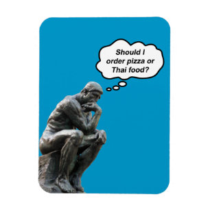 Ímã Estátua Engraçada do Rodin Thinker - Pizza ou Comi