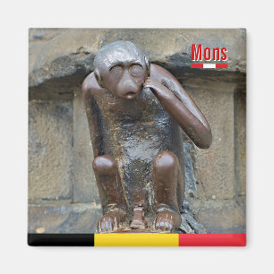 Imã Estátua medieval de macaco na Grand Place de Mons,