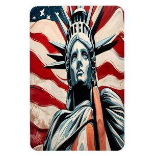 Ímã Estátua Moderna da Liberdade com Arte de Bandeira