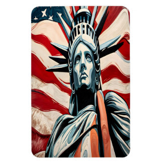Ímã Estátua Moderna da Liberdade com Arte de Bandeira