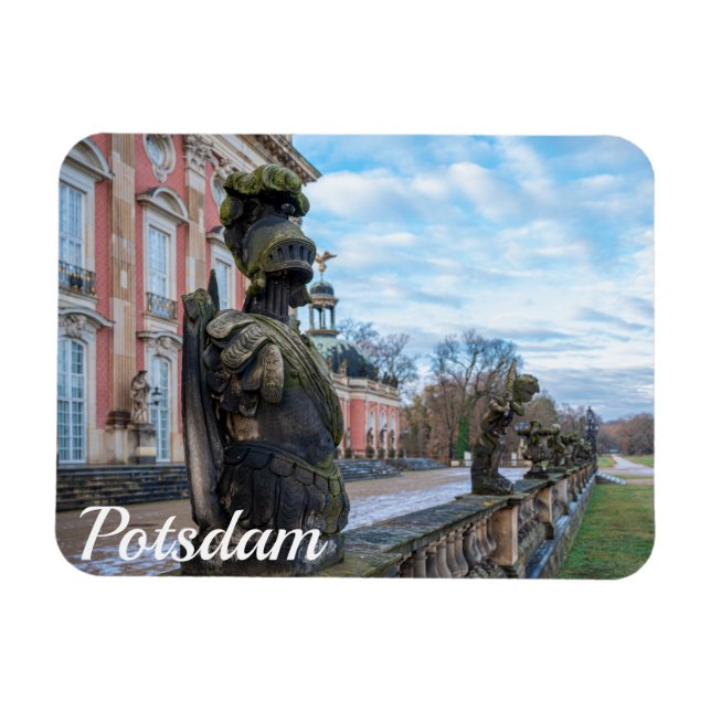 Ímã estátuas de cavaleiro pedras perto do palácio em P (Horizontal)