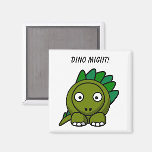 Imã Estegossauro Cartoon Verde Fofo com Pun Dino Diver