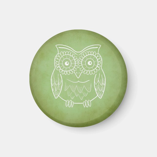 Imã Estêncil Coruja Verde (Frente)