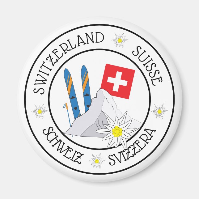 Imã Estereótipos suíços Magnetos Refrigeradores Branco (Frente)