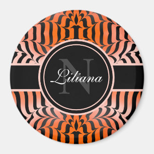 Imã Estética Elegante Estampa de Tigre Laranja e Preto