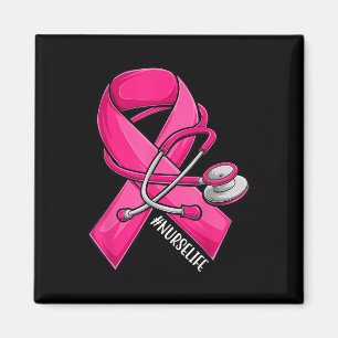 Imã Estetoscópio de fita rosa Enfermeira Cancer A da m