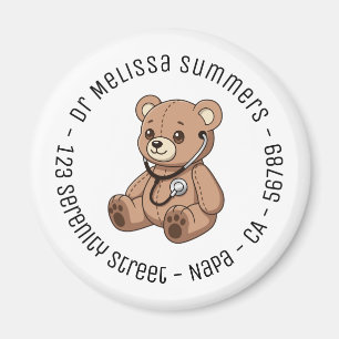 Imã Estetoscópio de Urso de Pelúcia Pediatra Texto Red