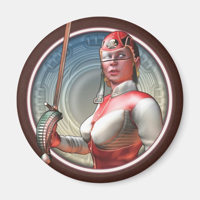 Imã Estilhar o Imagem Arredondada Pirata Espacial (Frente)