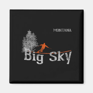 Imã Estilo 1980 Big Sky Montana Vintage Skiing T Shirt