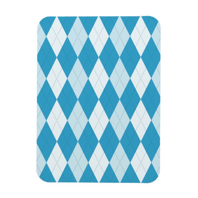 Ímã Estilo Argyle Azul Peacock Forma Diamante Pequena (Vertical)