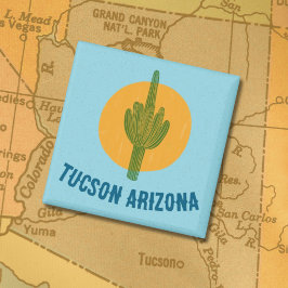 Imã Estilo Blockprint Tucson Arizona Cacto Saguaro