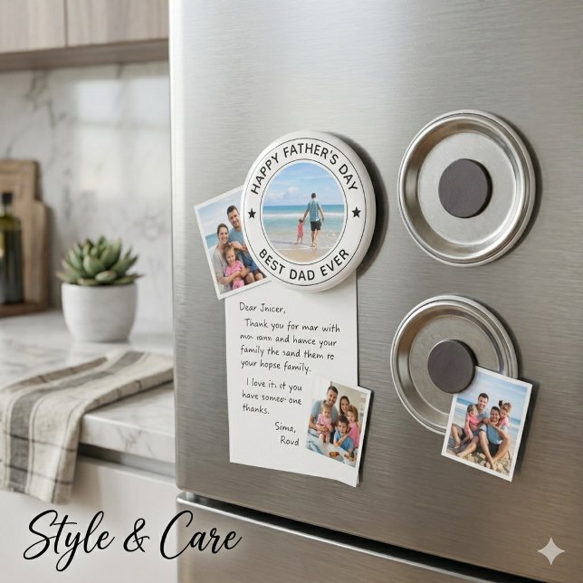 Imã Estilo Clássico Dia dos Pais Branco Elegante (Classic Style Fathers Day White Stylish Magnet)