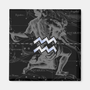 Imã Estilo Cromo Aquário Símbolo Zodíaco em Hevélio