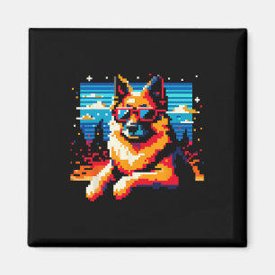 Imã Estilo de Arte de Pixel de Cachorro legal Natal