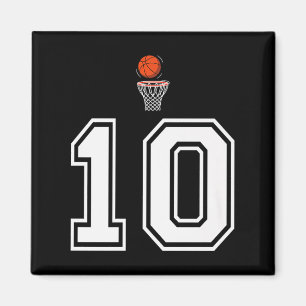 Imã Estilo de Basquete 10 Número Premium Branco Vintag