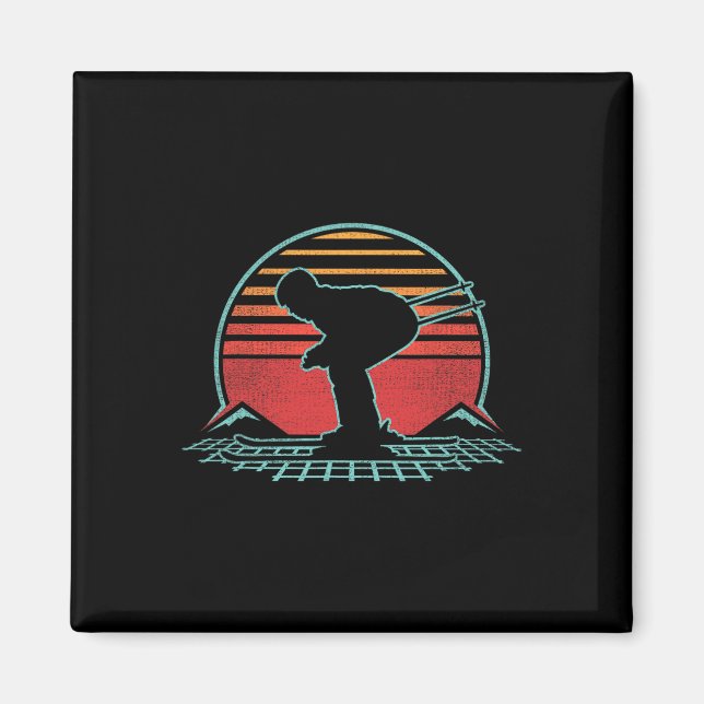 Imã Estilo de Estilo de Imagem Retroativa de Esqui 80s (Frente)