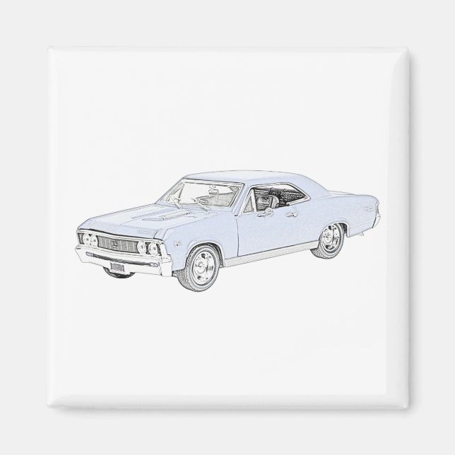 Imã Estilo de Lápis Chevy Chevelle Blue 1967 (Frente)