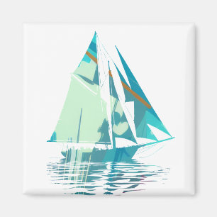 Imã Estilo de silhueta de ilustração da pesca de barco