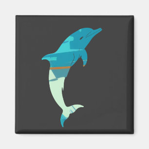 Imã Estilo de silhueta de ilustração de peixe golfinho
