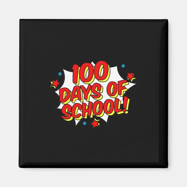 Imã Estilo de Super-Herói Feliz 100º 100 Dias de Escol (Frente)
