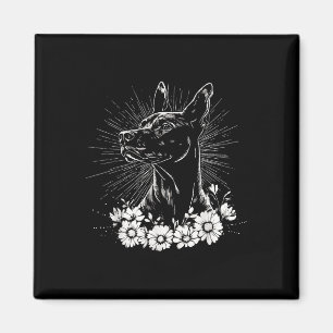Imã Estilo de Tatuagem do Cão-Pinscher-Doberman Retro