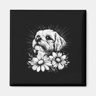 Imã Estilo de Tatuagem Sobrevoar o Cão Retro Maltês _1