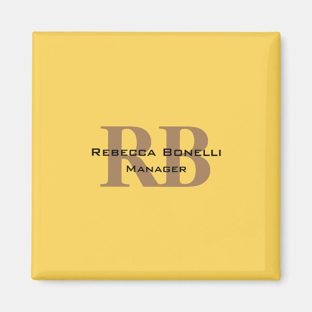 Imã Estilo de Tendência Monograma Simples Amarelo Simp (Frente)