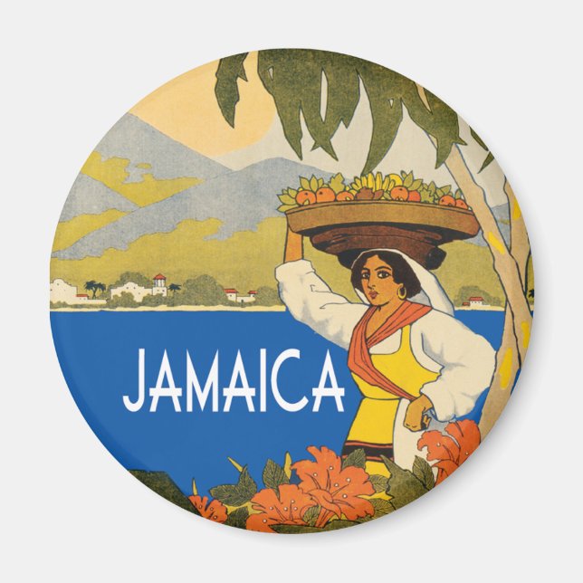 Imã estilo de viagens vintage da Jamaica (Frente)