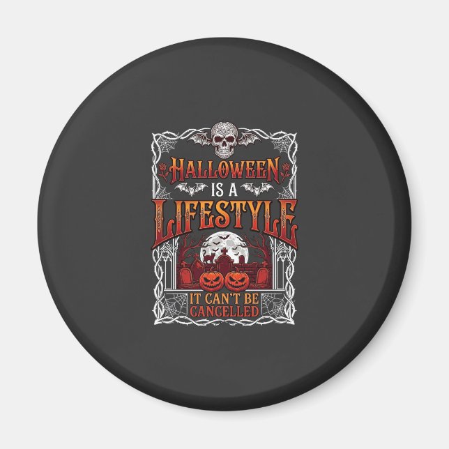 Imã Estilo de Vida de Halloween Morcego Caveira Cemité (Frente)