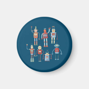 Imã Estilo divertido dos anos 50 - Padrão de robô re