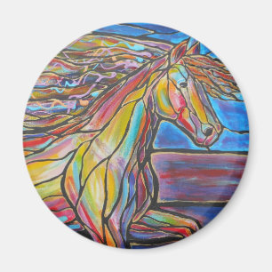 Imã "Estilo do mosaico/vitral da arte do cavalo da