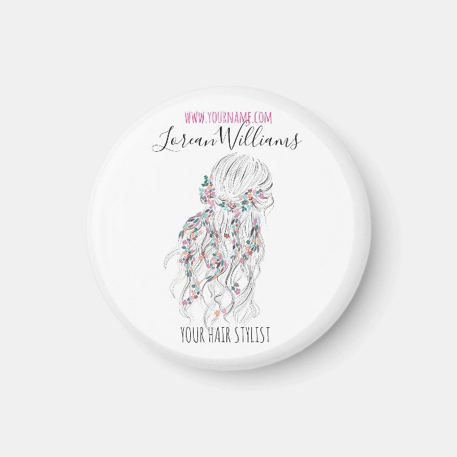 Imã Estilo Floral de Cabelo Branco Branco Branco Moder (Frente)