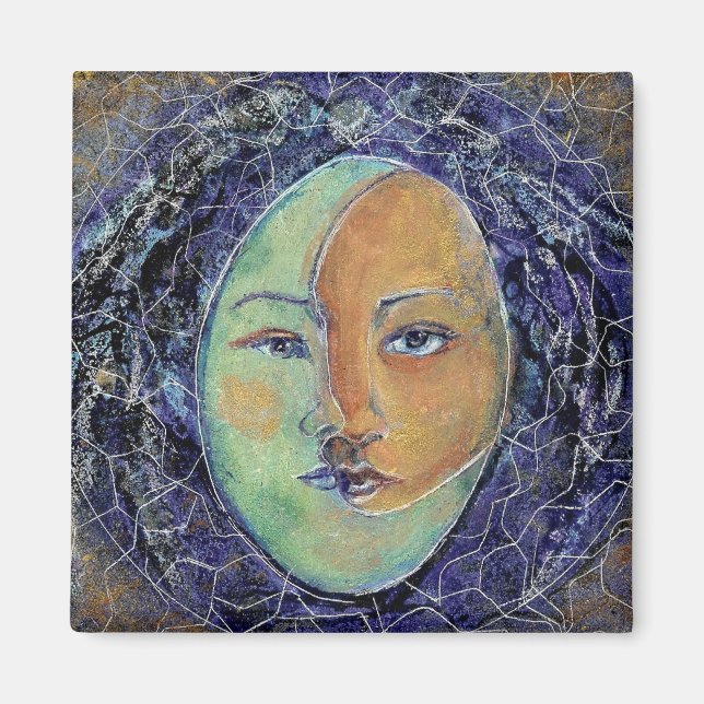 Imã Estilo Jungiano Sun Lua Face Mandala (Frente)