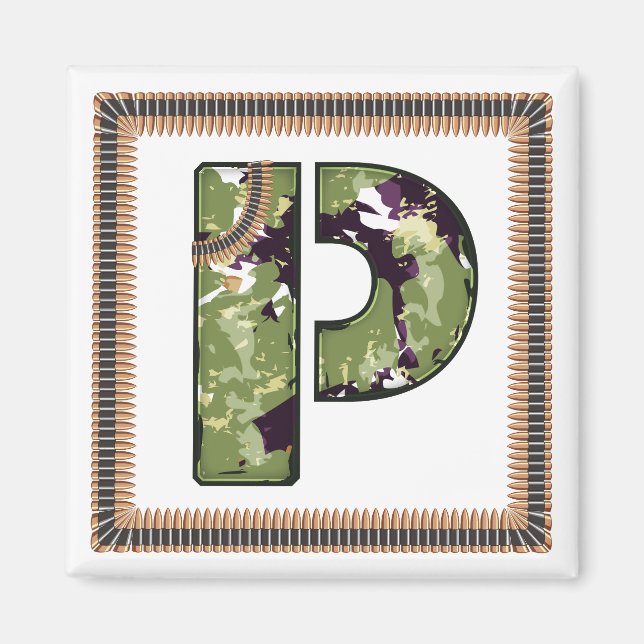 Imã Estilo Militar - Letra P (Frente)