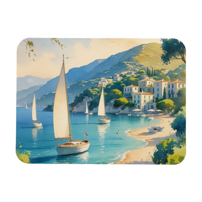 Ímã Estilo Vintage Cote D'Azur Viagem francês (Horizontal)