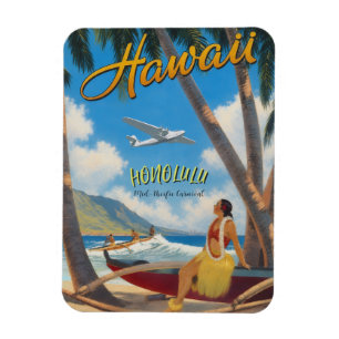 Ímã Estilo Vintage Havaiano Viagem Honolulu Garota Hul